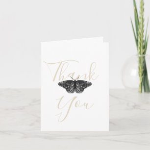 Eleganter schwarzer Glitter-Schmetterling-Creme-Fa Dankeskarte