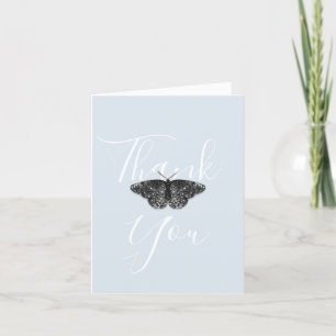 Eleganter Schwarzer Glitzer Butterfly Blau geklapp Dankeskarte