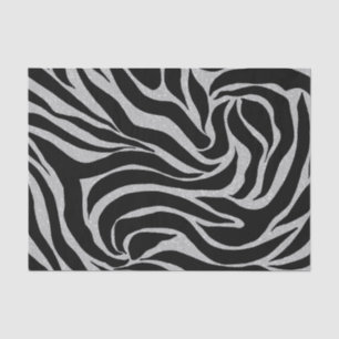 Eleganter Schwarzer Glitzer Silver Zebra Animal Pr Seidenpapier