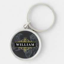 Eleganter schwarzer Gold-Paisley-Monogramm-Name