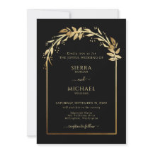 Eleganter Schwarzer goldener Foliage Hochzeitsplat