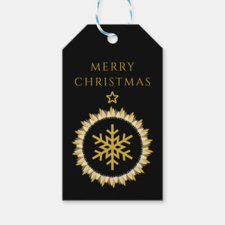 Eleganter schwarzer goldener Kranz Schneekristall Geschenkanhänger