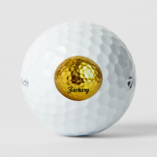Eleganter schwarzer goldener Monogramm personalisi Golfball