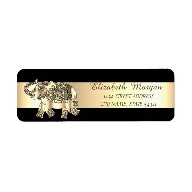 Eleganter schwarzer, goldener Streifen, Gold Paisl (Vorne)