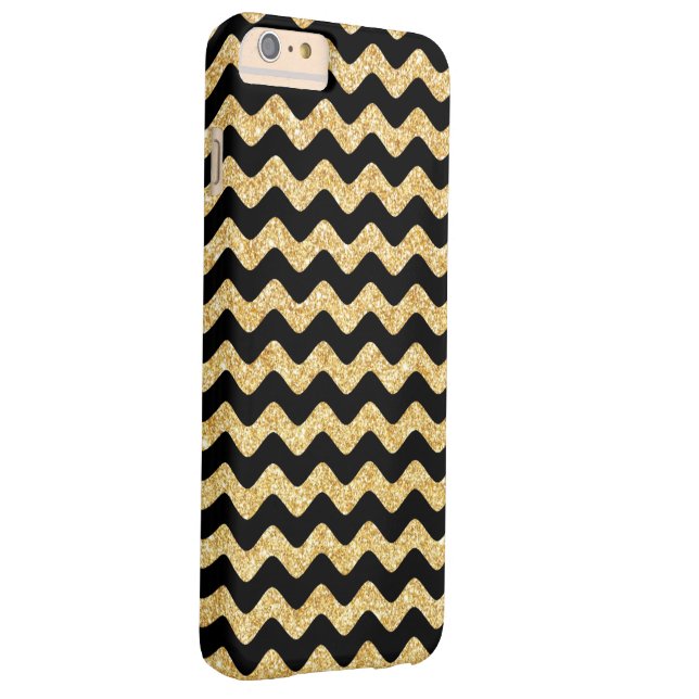Eleganter schwarzer GoldGlitzer-Zickzack-Zickzack Case-Mate iPhone Hülle (Rückseite/Rechts)