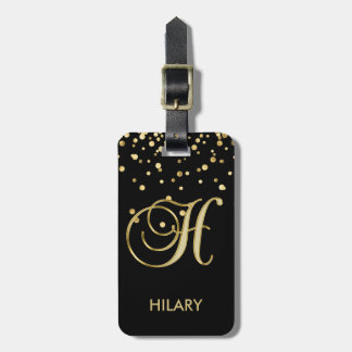 Eleganter schwarzer Goldmonogramm-Buchstabe "H" Gepäckanhänger