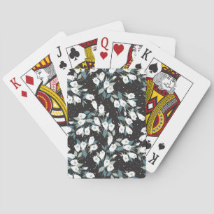 Eleganter schwarzer Hintergrund der Tulip-Blume Spielkarten