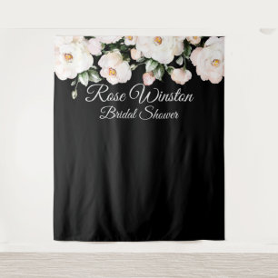 Eleganter Schwarzer Hintergrund des Brautparty Whi Wandteppich