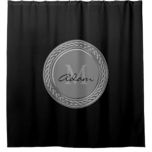 Eleganter schwarzer Hintergrund des Monogramms Duschvorhang