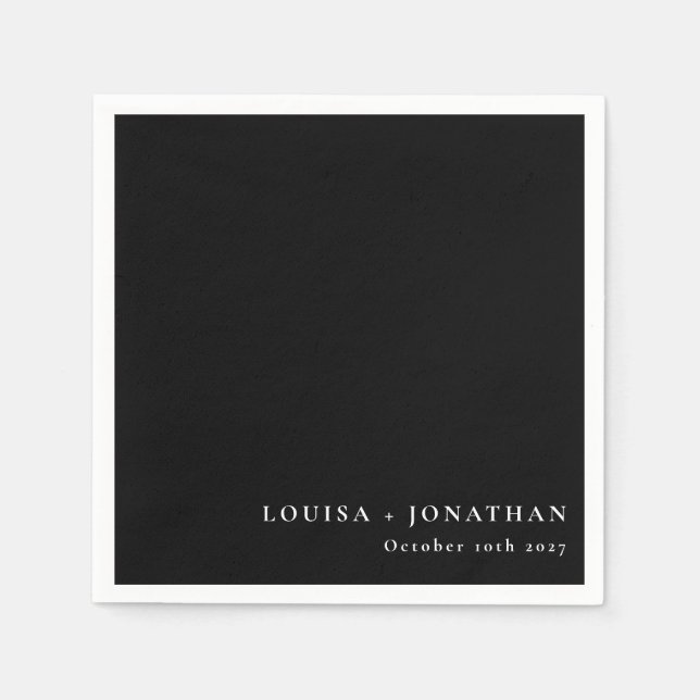Eleganter Schwarzer Hintergrund Trendy Minimal Cus Serviette (Vorderseite)