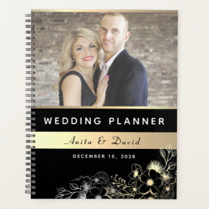 Eleganter schwarzer Hochzeitsplaner mit Fotos Planer