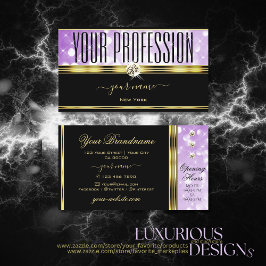 Eleganter Schwarzer Lila Glitzer Diamonds Gold Bor Visitenkarte