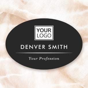Eleganter, schwarzer Logo-Mitarbeiter Namensschild