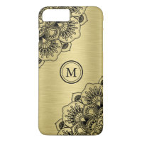 Eleganter schwarzer Mandala auf metallischem golde