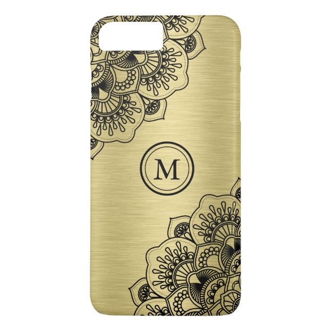 Eleganter schwarzer Mandala auf metallischem golde Case-Mate iPhone Hülle (Rückseite)