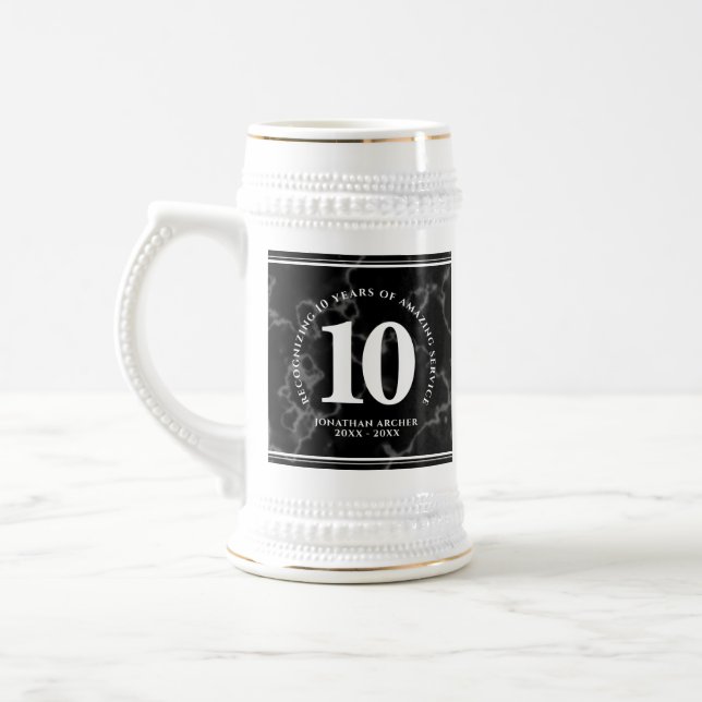 Eleganter schwarzer Marmor 10 Jahre Arbeit Jubiläu Bierglas (Links)