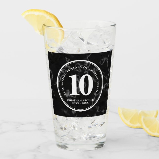 Eleganter schwarzer Marmor 10 Jahre Arbeit Jubiläu Glas (Vorderseite Ice)