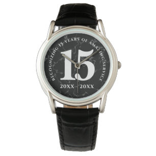 Eleganter schwarzer Marmor 15 Jahre Arbeit Jubiläu Armbanduhr