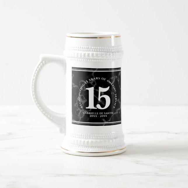 Eleganter schwarzer Marmor 15 Jahre Arbeit Jubiläu Bierglas (Links)