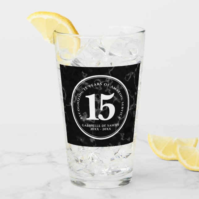 Eleganter schwarzer Marmor 15 Jahre Arbeit Jubiläu Glas (Vorderseite Ice)