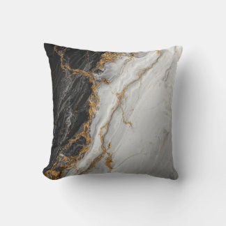 Eleganter schwarzer Marmor mit goldener Textur Kissen