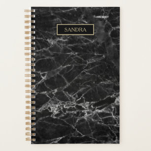 Eleganter schwarzer Marmor mit Namen Planer