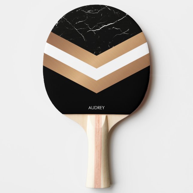 Eleganter schwarzer Marmor Tischtennis Schläger (Vorderseite)