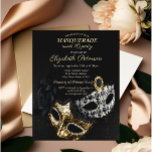 Eleganter Schwarzer Masquerade, Masque Sweet 16 Einladung<br><div class="desc">Elegante Maske auf schwarzem Hintergrund.</div>