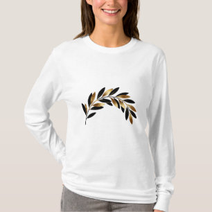 Eleganter schwarzer Olivenzweig aus Gold im minima T-Shirt