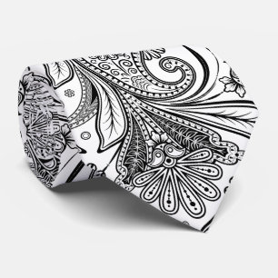Eleganter Schwarzer Paisley auf weißem Hintergrund Krawatte