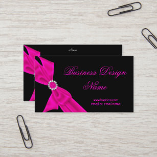 Eleganter schwarzer Pink-Diamant-Bogen-Entwurf Visitenkarte