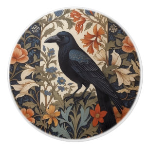 Eleganter schwarzer Rabe William Morris inspiriert Keramikknauf