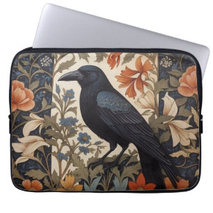 Eleganter schwarzer Rabe William Morris inspiriert Laptopschutzhülle