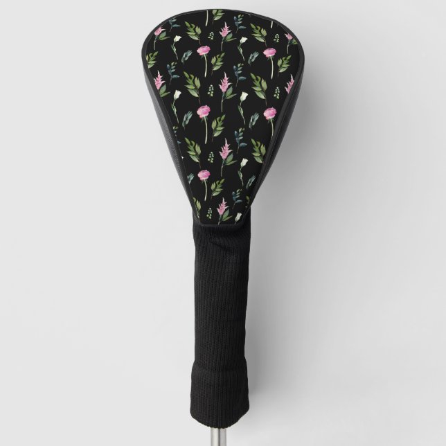 Eleganter schwarzer Rosa Name Chic Hübsch Golf Headcover (Vorderseite)