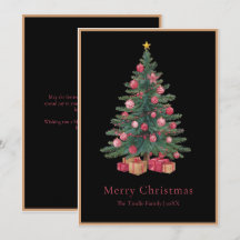 Eleganter schwarzer rosa Wasserfarben-Weihnachtsba