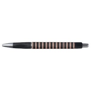 Eleganter Schwarzer Rose Gold Glitzer gestreift Kugelschreiber