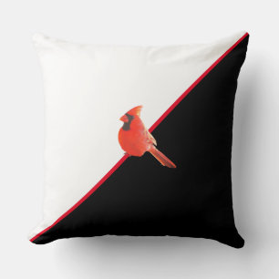 Eleganter Schwarzer Roter und Weiß & Kardinal Bird Kissen