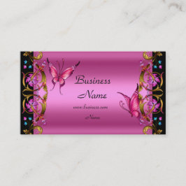 Eleganter Schwarzer Schmetterling, Gold Pink Visitenkarte