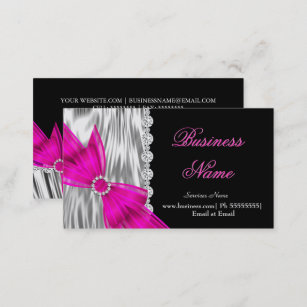 Eleganter schwarzer silberner Silk Pink-Bogen Visitenkarte