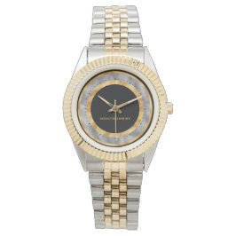 Eleganter Schwarzer Silberstreifen Personalisiert Armbanduhr