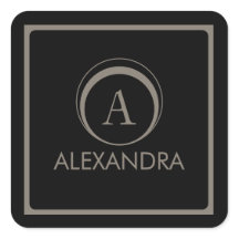Eleganter Schwarzer Taupe-Monogramm-Name