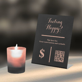 Eleganter Schwarzer Tipp für Ihren Barkeeper QR-Co Sockelschild