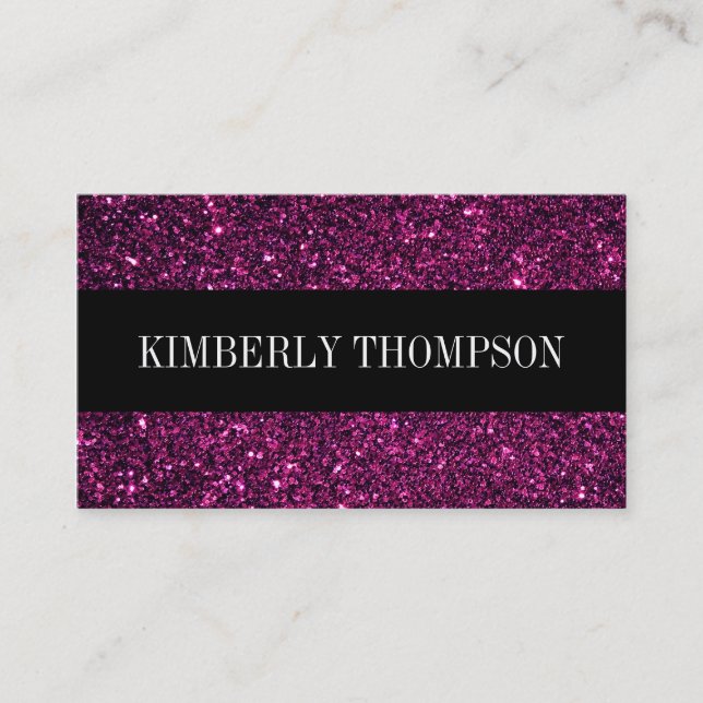 Eleganter schwarzer u. rosa Glitzer Visitenkarte (Vorderseite)