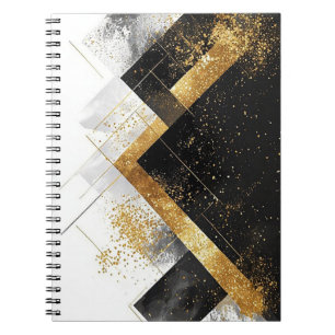 Eleganter schwarzer und goldener abstrakter Hinter Notizblock