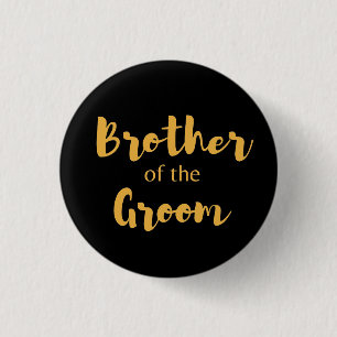 Eleganter schwarzer und goldener Bruder der Groom- Button