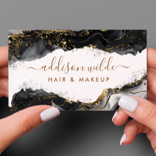 Eleganter schwarzer und goldener Glitter-Achat Visitenkarte