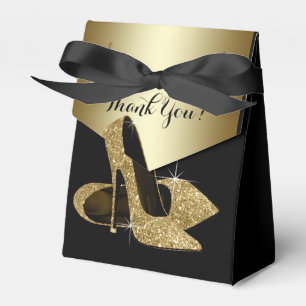 Eleganter schwarzer und goldener Glitter-High-Heel Geschenkschachtel
