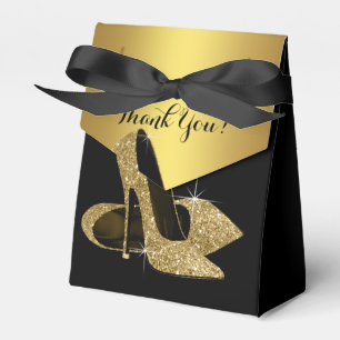 Eleganter schwarzer und goldener Glitter-High-Heel Geschenkschachtel