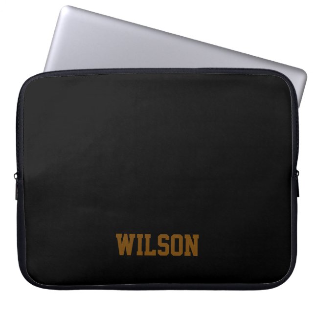 Eleganter schwarzer und grauer Monogramm-Name  Laptopschutzhülle (Vorderseite)