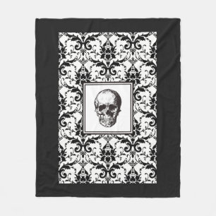 Eleganter schwarzer und weißer gotischer Totenkopf Fleecedecke